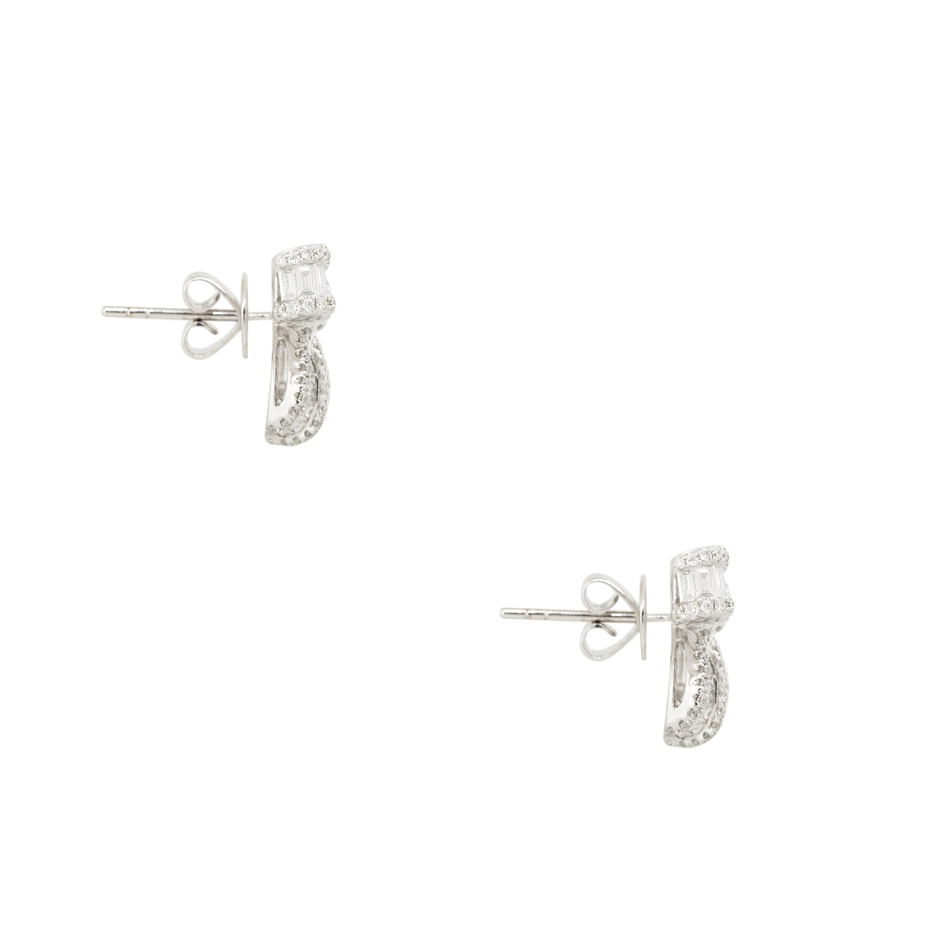 18k White Gold 1.26ctw Mosaic Diamond Bow Shaped Earrings