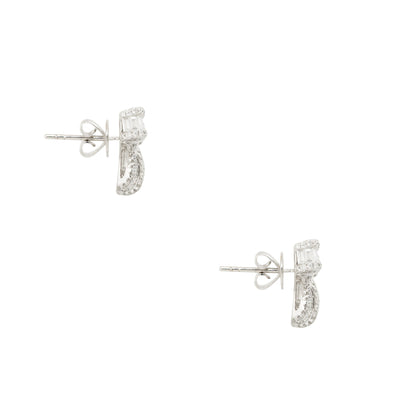 18k White Gold 1.26ctw Mosaic Diamond Bow Shaped Earrings