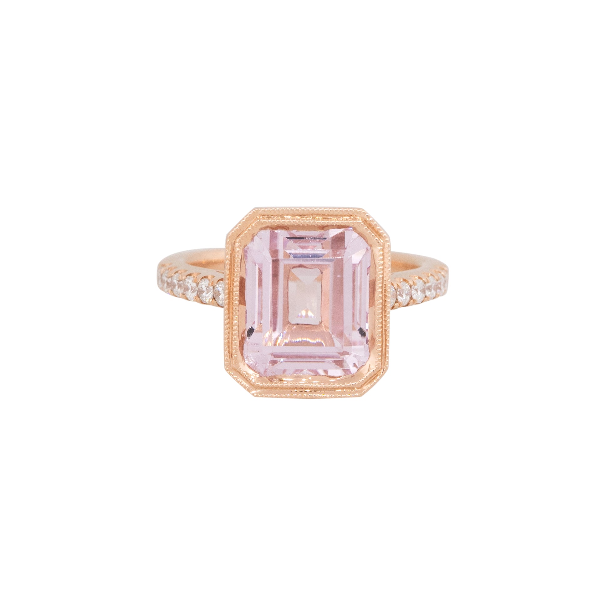 18k Rose Gold 7.90ct Kunzite & 0.27ct Diamond Ring