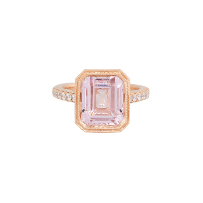 18k Rose Gold 7.90ct Kunzite & 0.27ct Diamond Ring