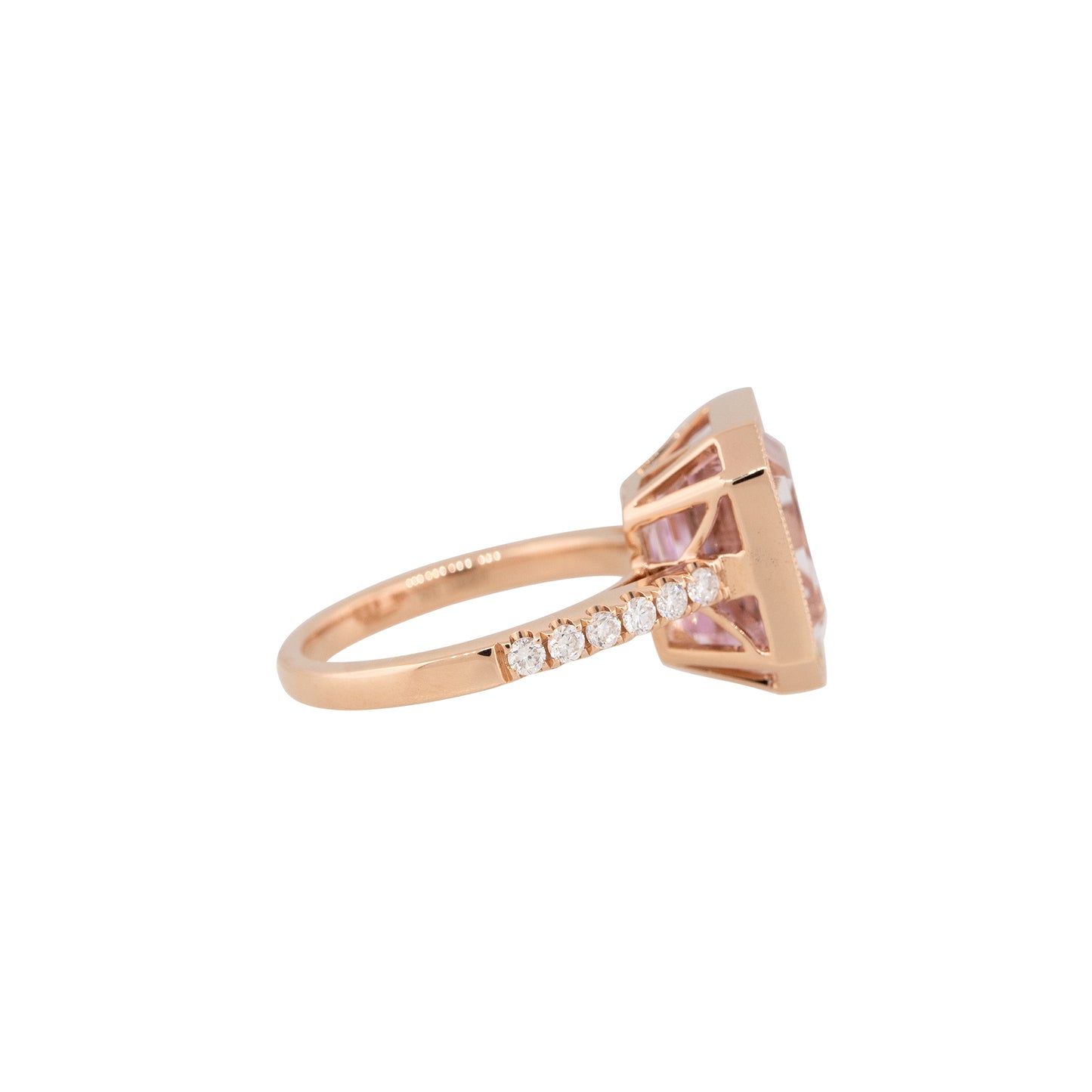 18k Rose Gold 7.90ct Kunzite & 0.27ct Diamond Ring