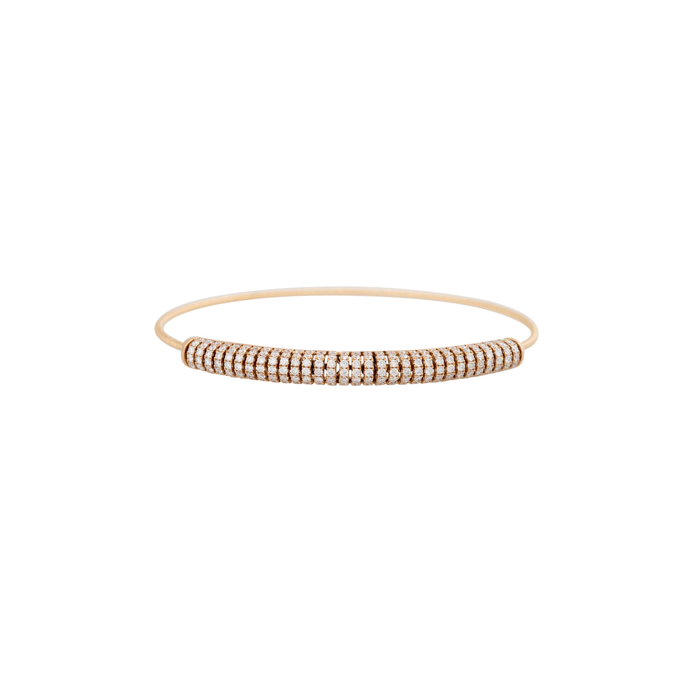 18k Rose Gold 1.87ctw Pave Diamond Ribbed Bangle Bracelet