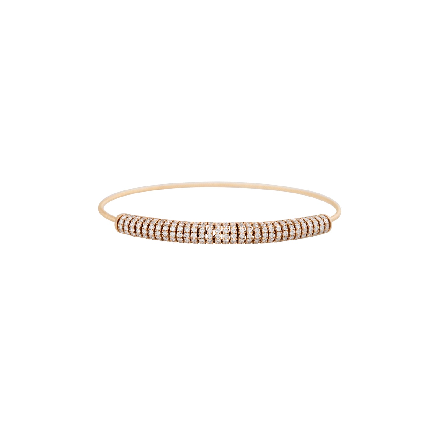 18k Rose Gold 1.87ctw Pave Diamond Ribbed Bangle Bracelet