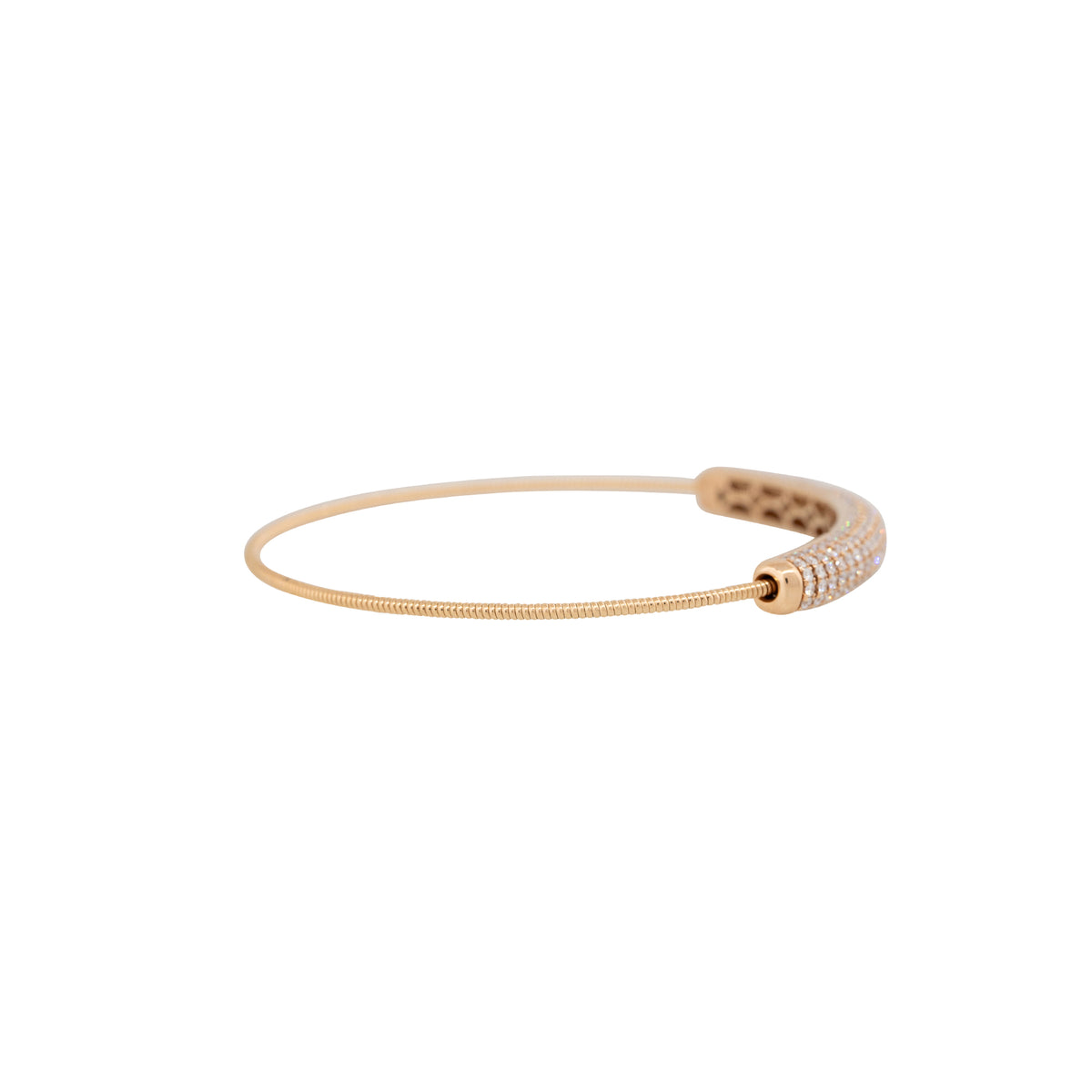 18k Rose Gold 1.87ctw Pave Diamond Ribbed Bangle Bracelet