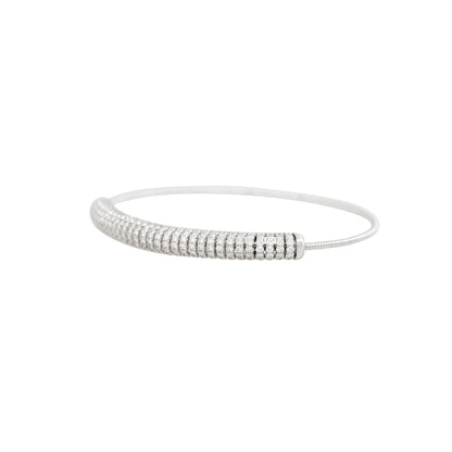 18k White Gold 1.88ctw Pave Diamond Ribbed Bangle Bracelet