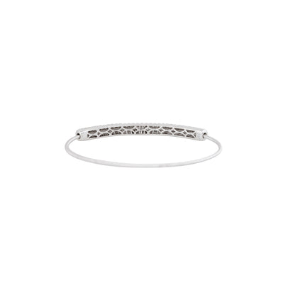 18k White Gold 1.88ctw Pave Diamond Ribbed Bangle Bracelet