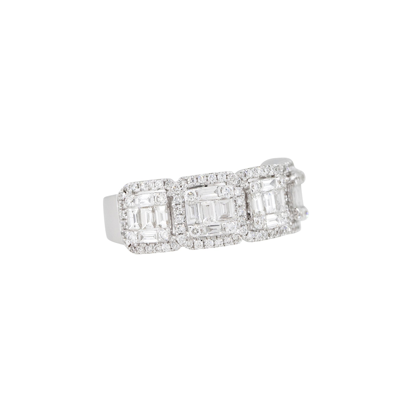 18k White Gold 1.39ctw Mosaic Diamond 5 Station Ring