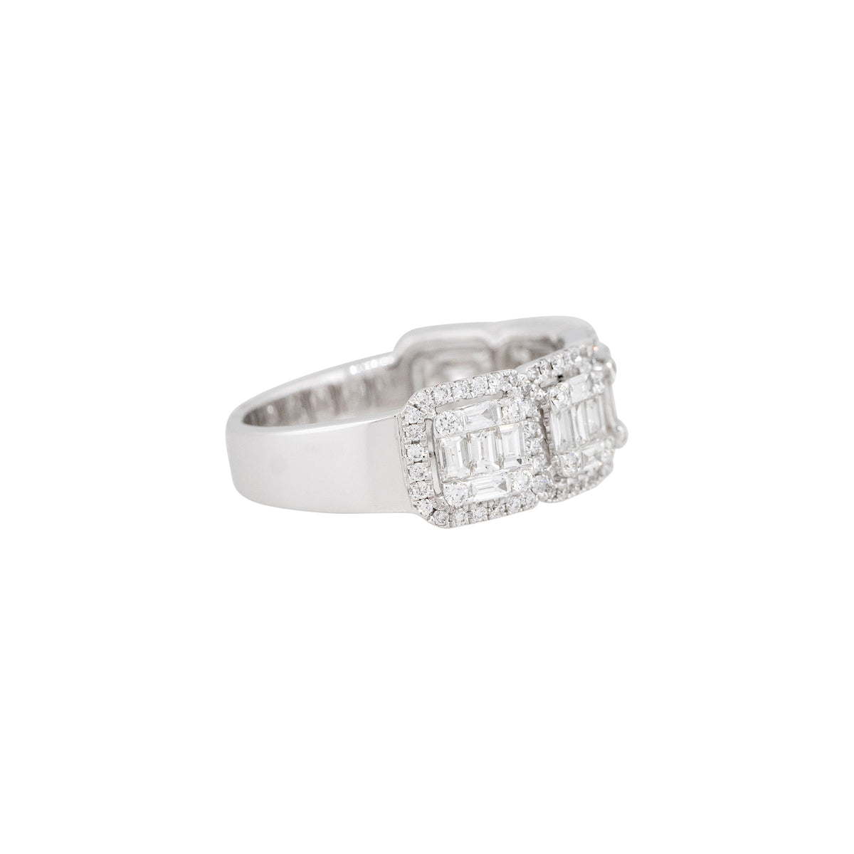 18k White Gold 1.39ctw Mosaic Diamond 5 Station Ring