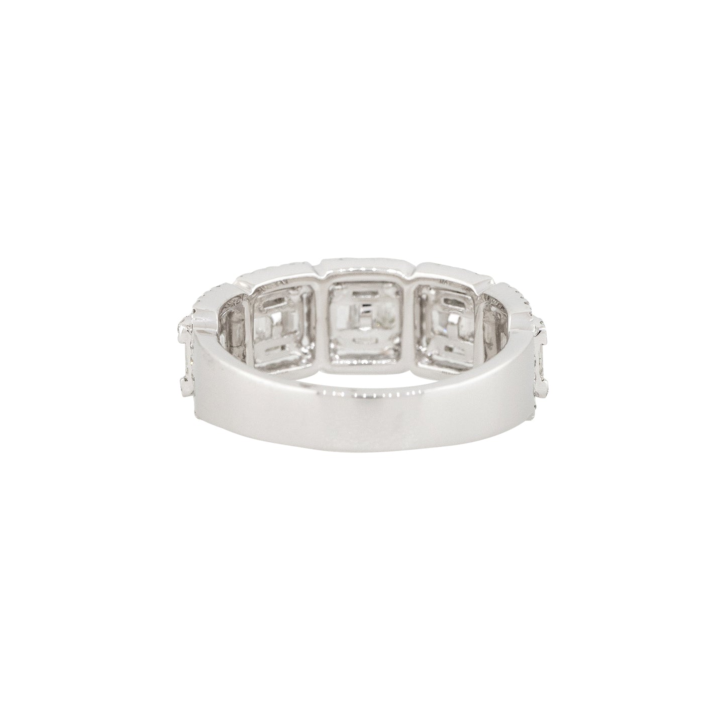 18k White Gold 1.39ctw Mosaic Diamond 5 Station Ring