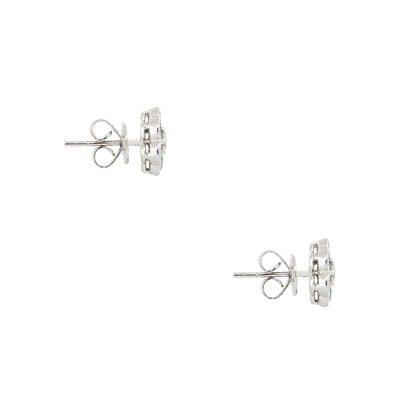18k White Gold 1.49ct Emerald & Diamond Flower Earrings