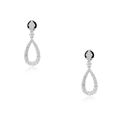 18k White Gold 1.77ctw Round Brilliant Diamond Tear-Drop Shape Earrings