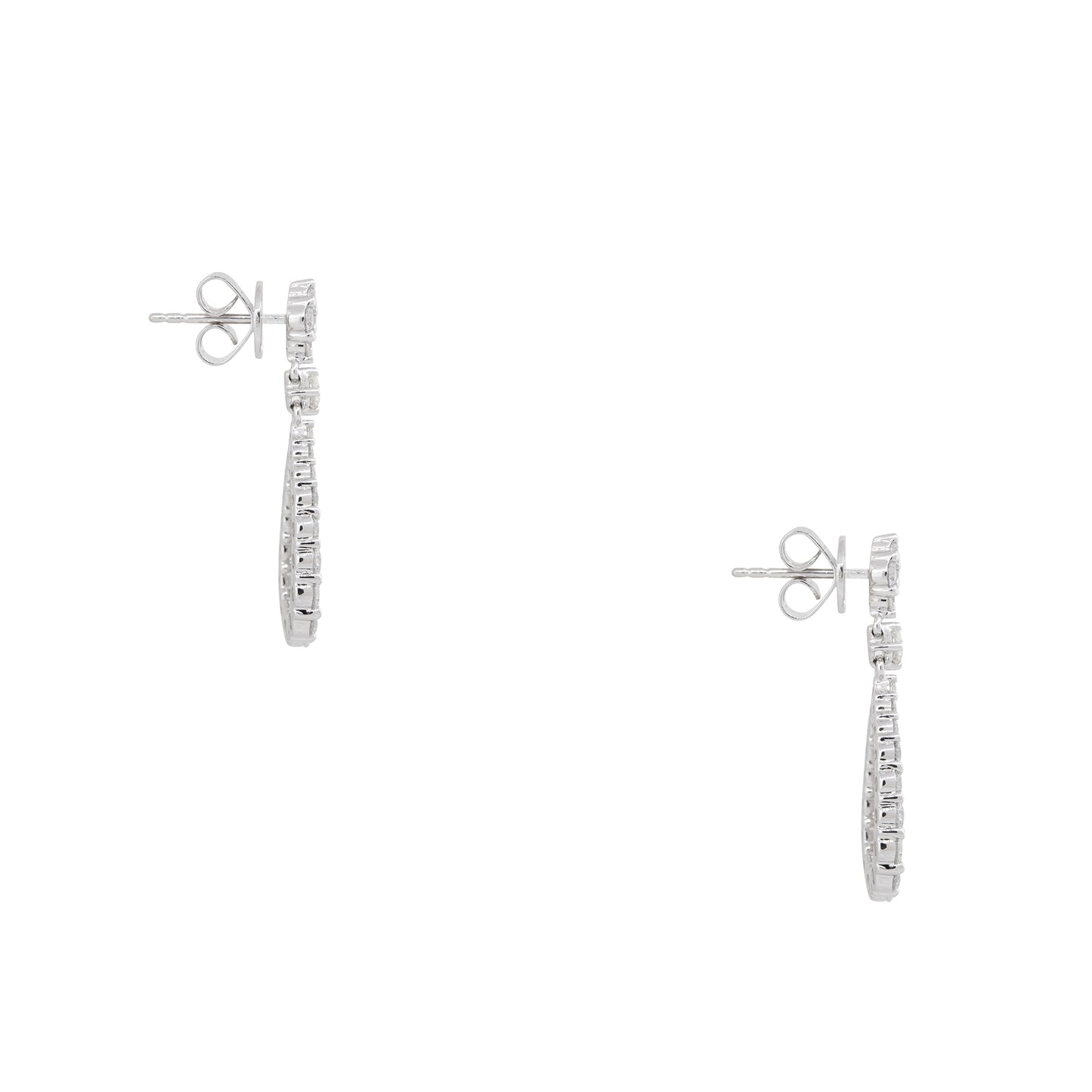 18k White Gold 1.77ctw Round Brilliant Diamond Tear-Drop Shape Earrings