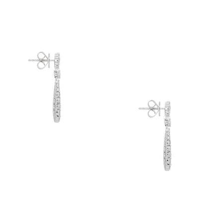 18k White Gold 1.77ctw Round Brilliant Diamond Tear-Drop Shape Earrings
