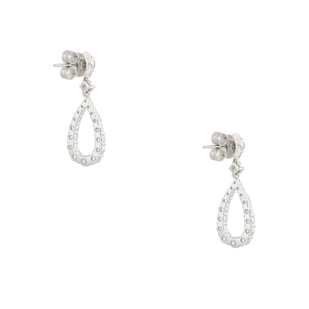 18k White Gold 1.77ctw Round Brilliant Diamond Tear-Drop Shape Earrings