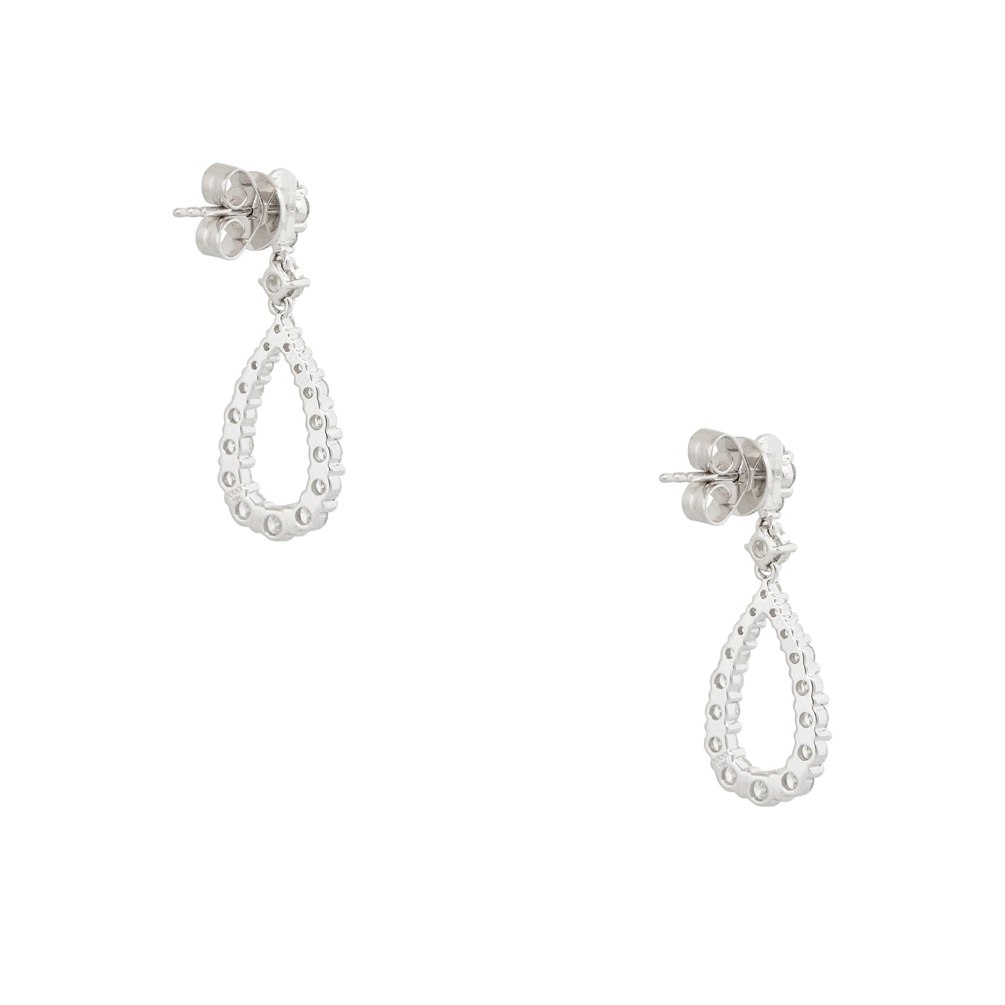 18k White Gold 1.77ctw Round Brilliant Diamond Tear-Drop Shape Earrings