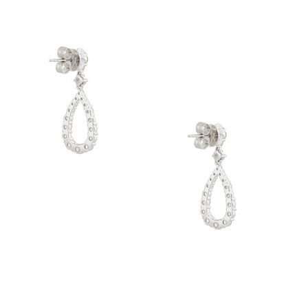 18k White Gold 1.77ctw Round Brilliant Diamond Tear-Drop Shape Earrings