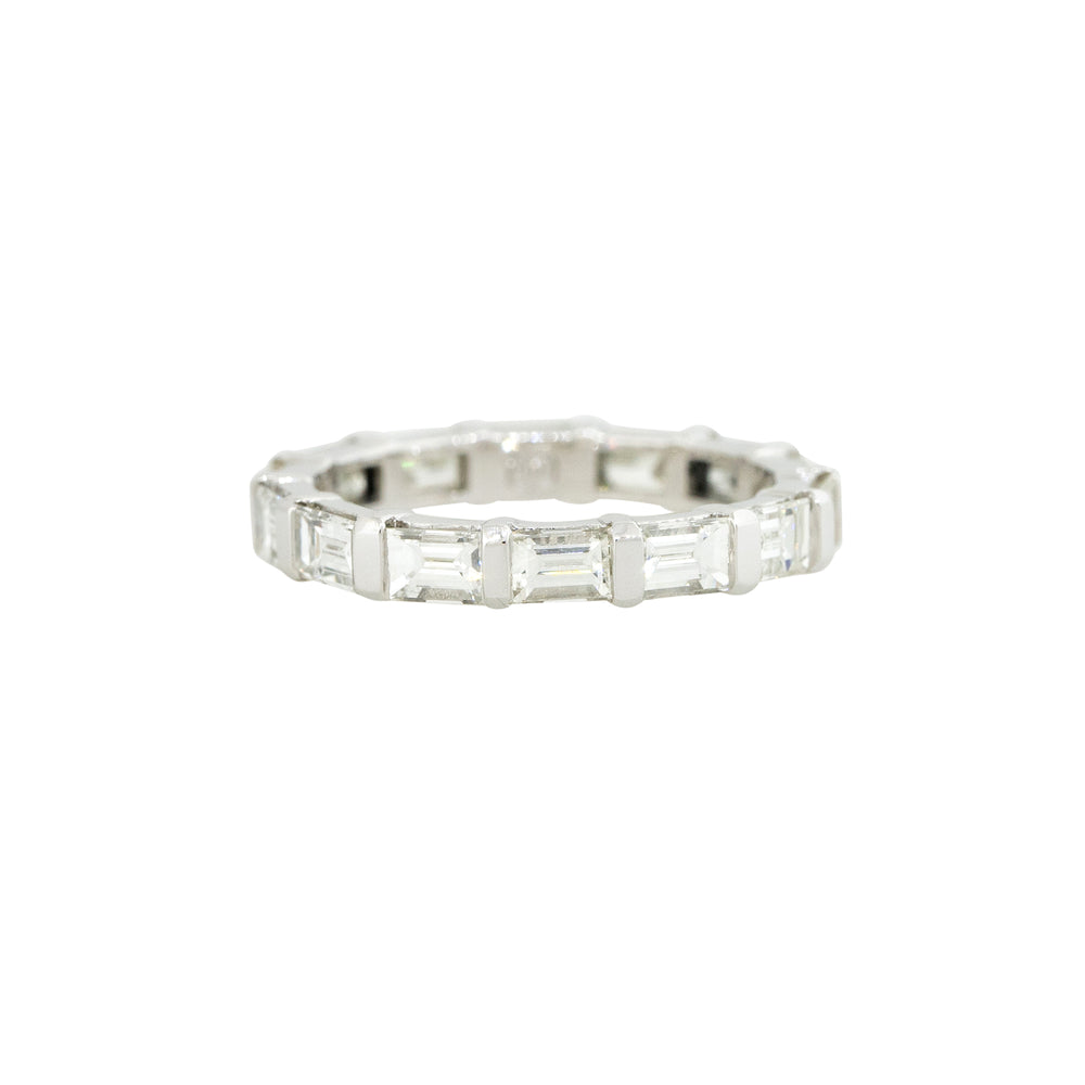 Platinum Natural 1.79ctw Emerald Cut Diamond Eternity Ring