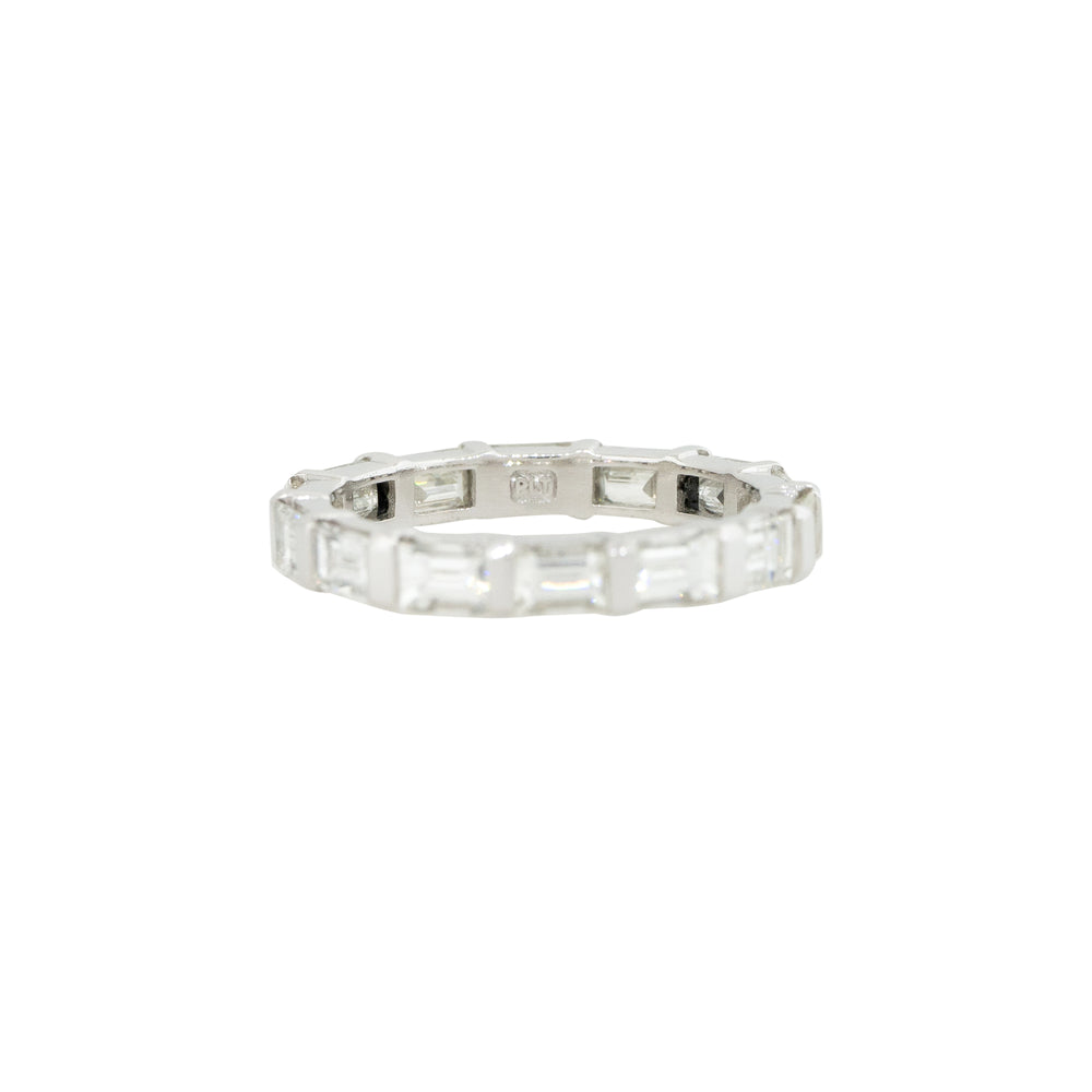 Platinum Natural 1.79ctw Emerald Cut Diamond Eternity Ring