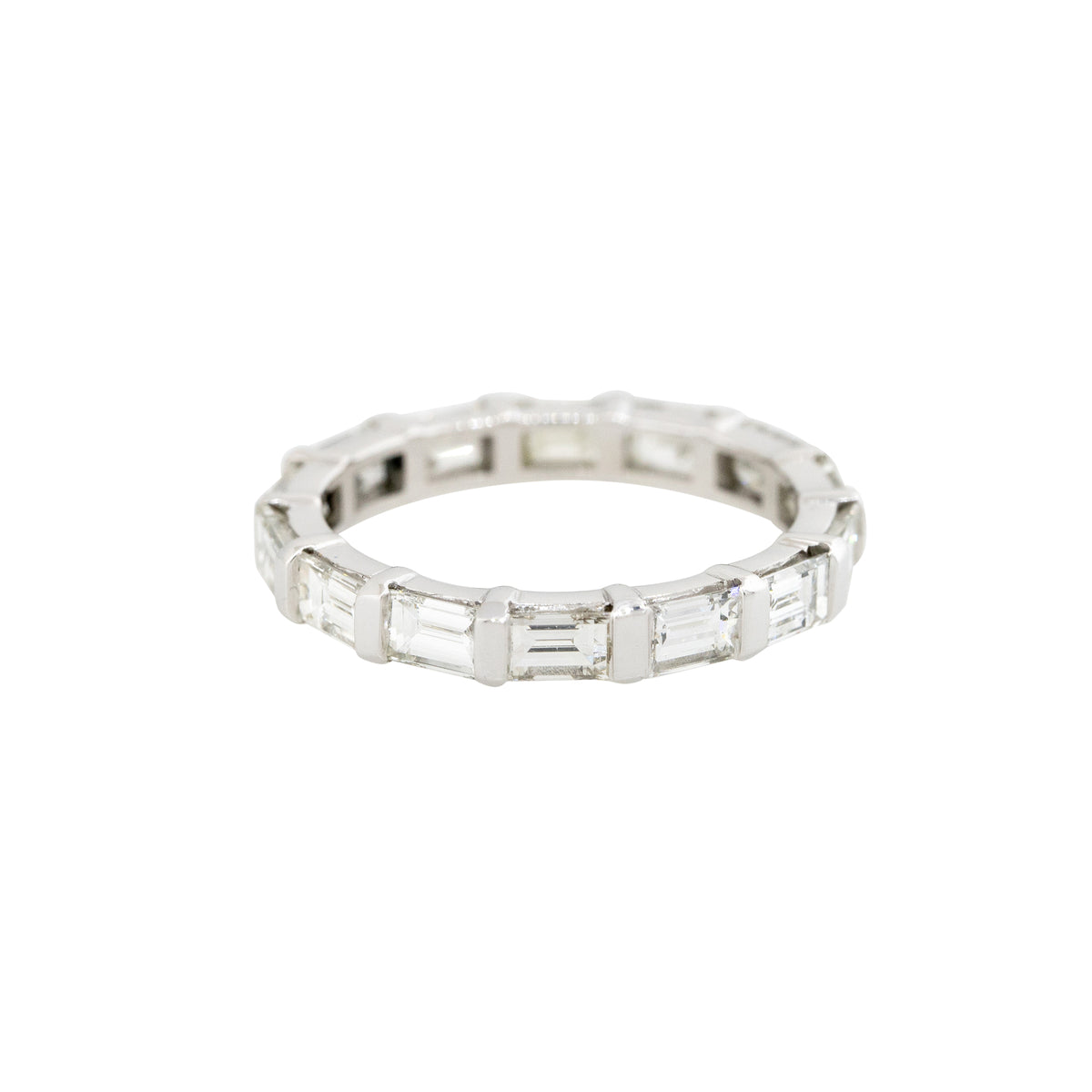 Platinum Natural 1.79ctw Emerald Cut Diamond Eternity Ring