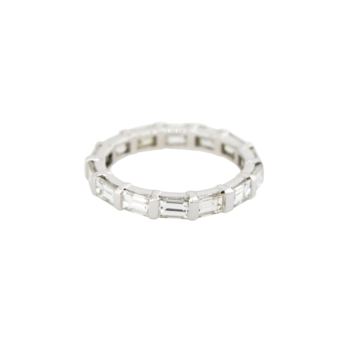 Platinum Natural 1.79ctw Emerald Cut Diamond Eternity Ring