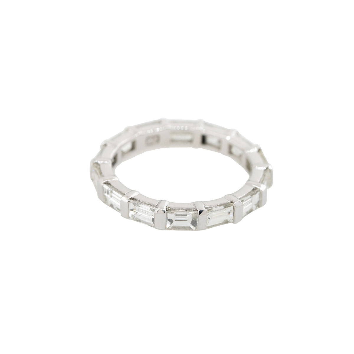 Platinum Natural 1.79ctw Emerald Cut Diamond Eternity Ring
