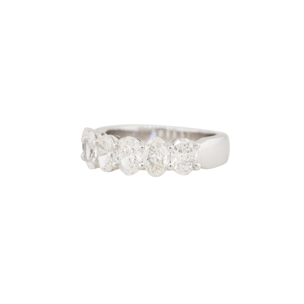18k White Gold 1.91ctw Oval Shape 6 Diamond Ring