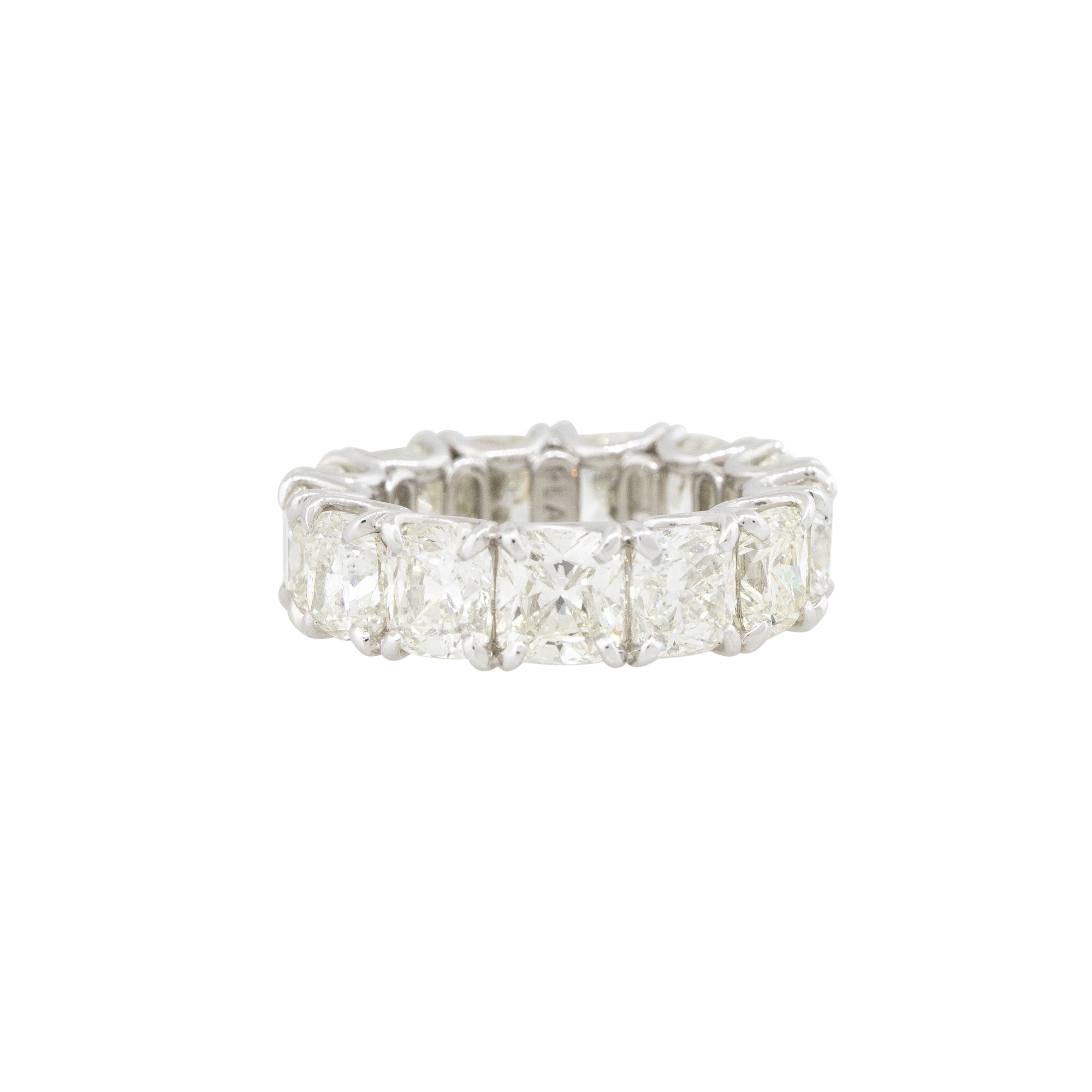 Platinum 13.44ctw Cushion Cut Diamond Eternity Band