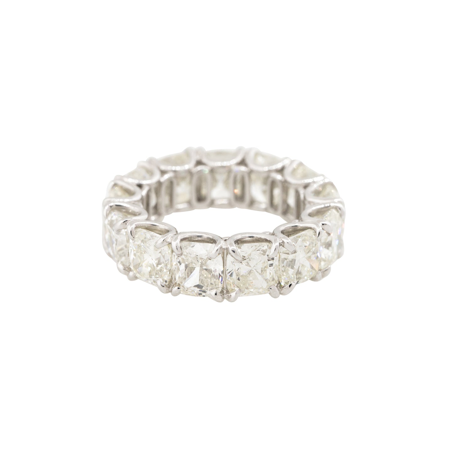 Platinum 13.44ctw Cushion Cut Diamond Eternity Band