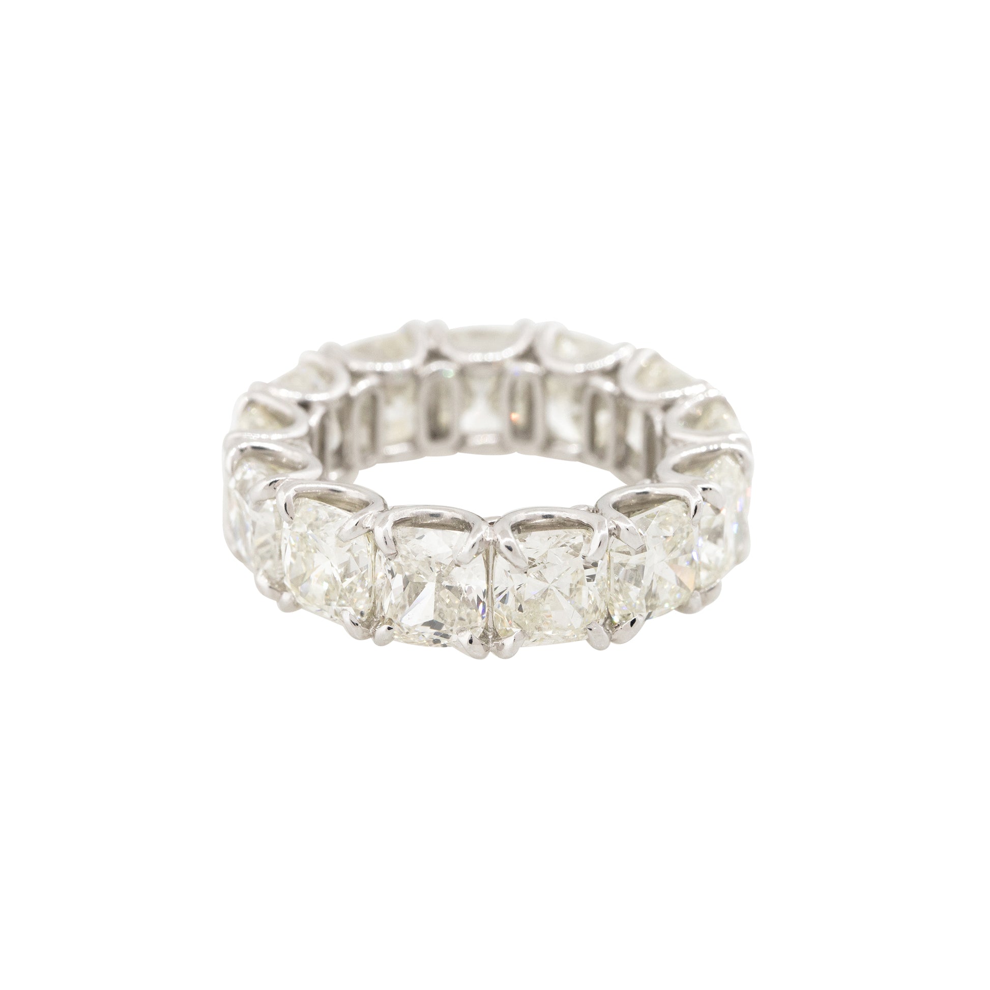 Platinum 13.44ctw Cushion Cut Diamond Eternity Band