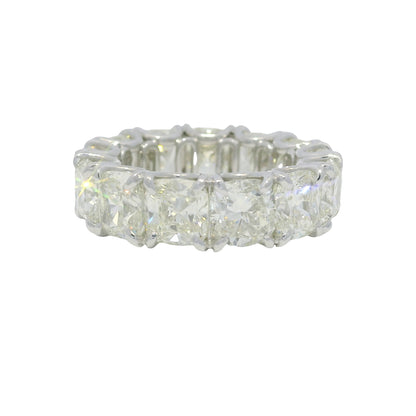 Platinum Natural 13.44 Carat Cushion Cut Diamond Eternity Ring