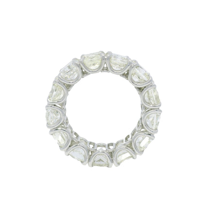 Platinum Natural 13.44 Carat Cushion Cut Diamond Eternity Ring
