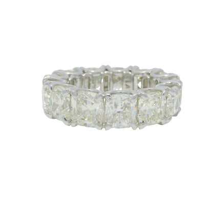 Platinum Natural 13.44 Carat Cushion Cut Diamond Eternity Ring