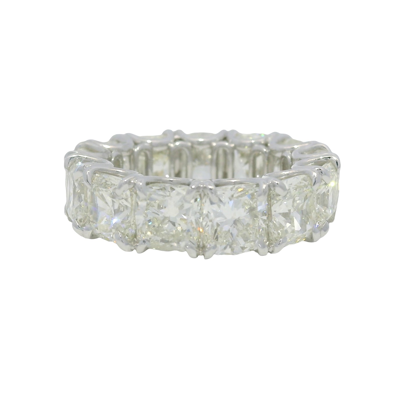 Platinum Natural 13.44 Carat Cushion Cut Diamond Eternity Ring