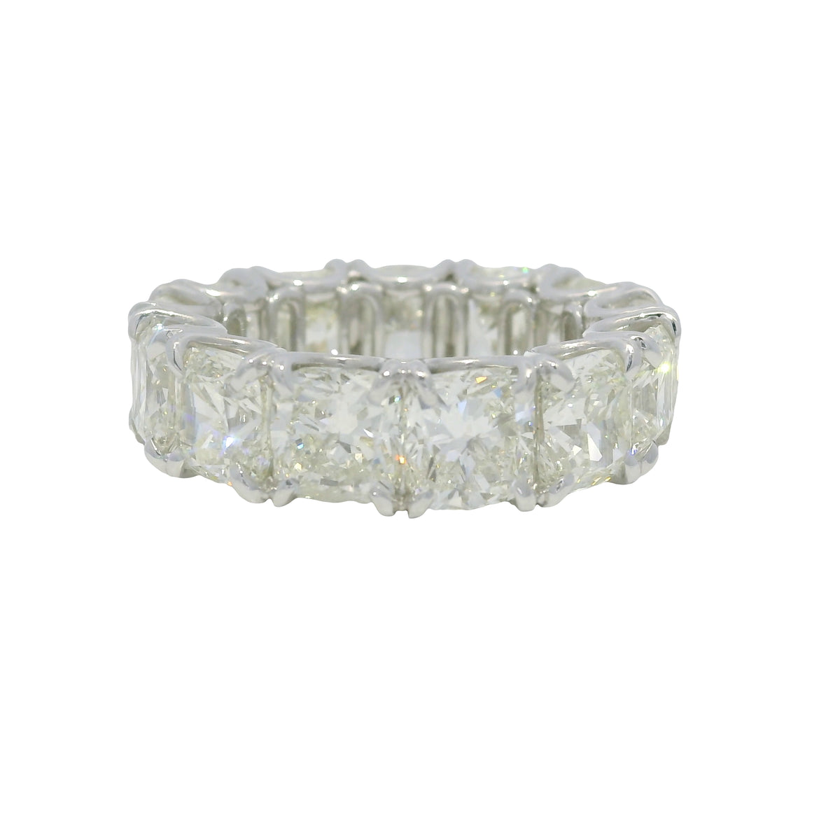 Platinum Natural 13.44 Carat Cushion Cut Diamond Eternity Ring — product photo 5