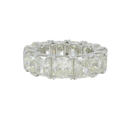 Platinum Natural 13.44 Carat Cushion Cut Diamond Eternity Ring