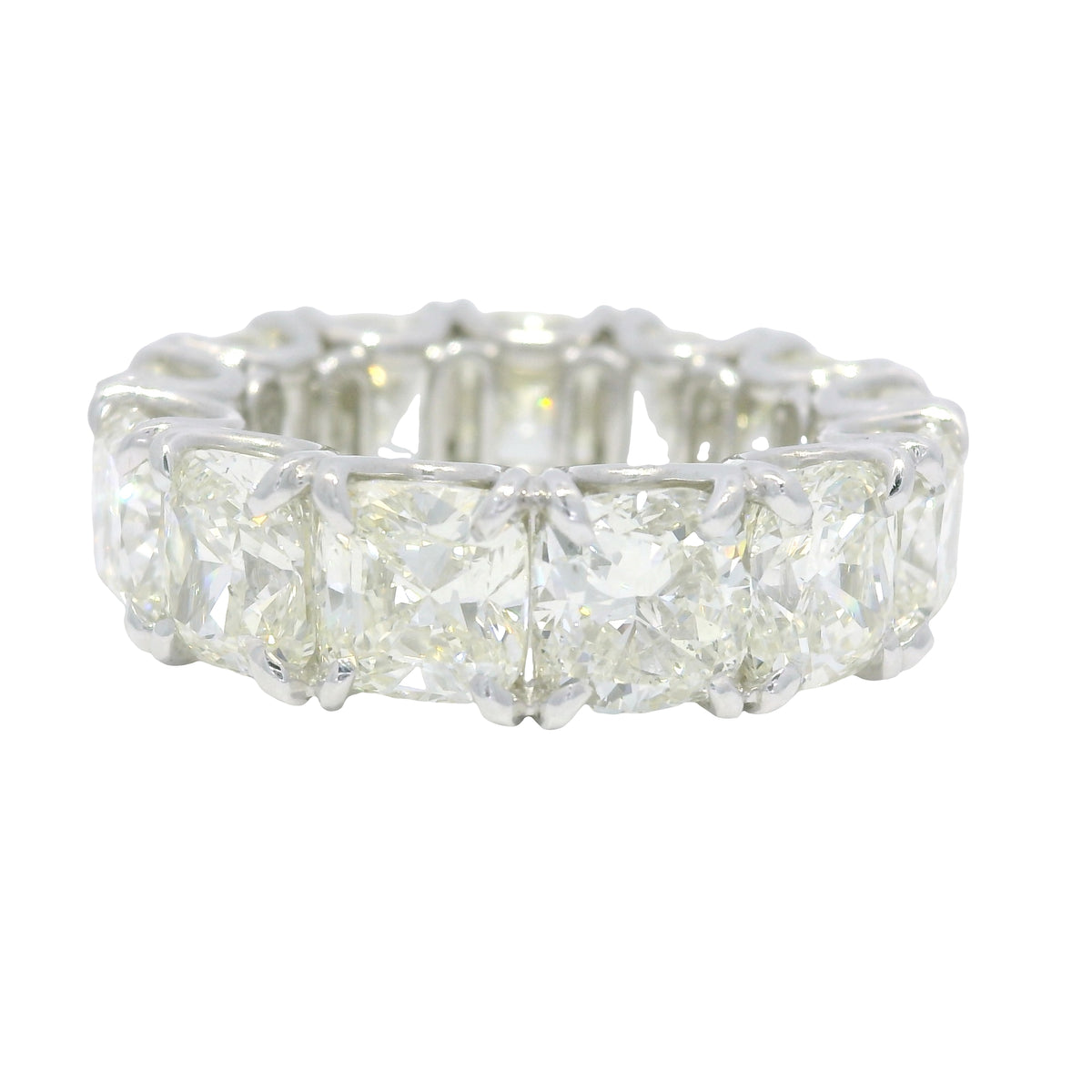 Platinum Natural 13.44 Carat Cushion Cut Diamond Eternity Ring — product photo 1