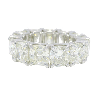 Platinum Natural 13.44 Carat Cushion Cut Diamond Eternity Ring