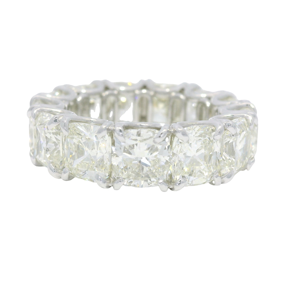 Platinum Natural 13.44 Carat Cushion Cut Diamond Eternity Ring — product photo 2