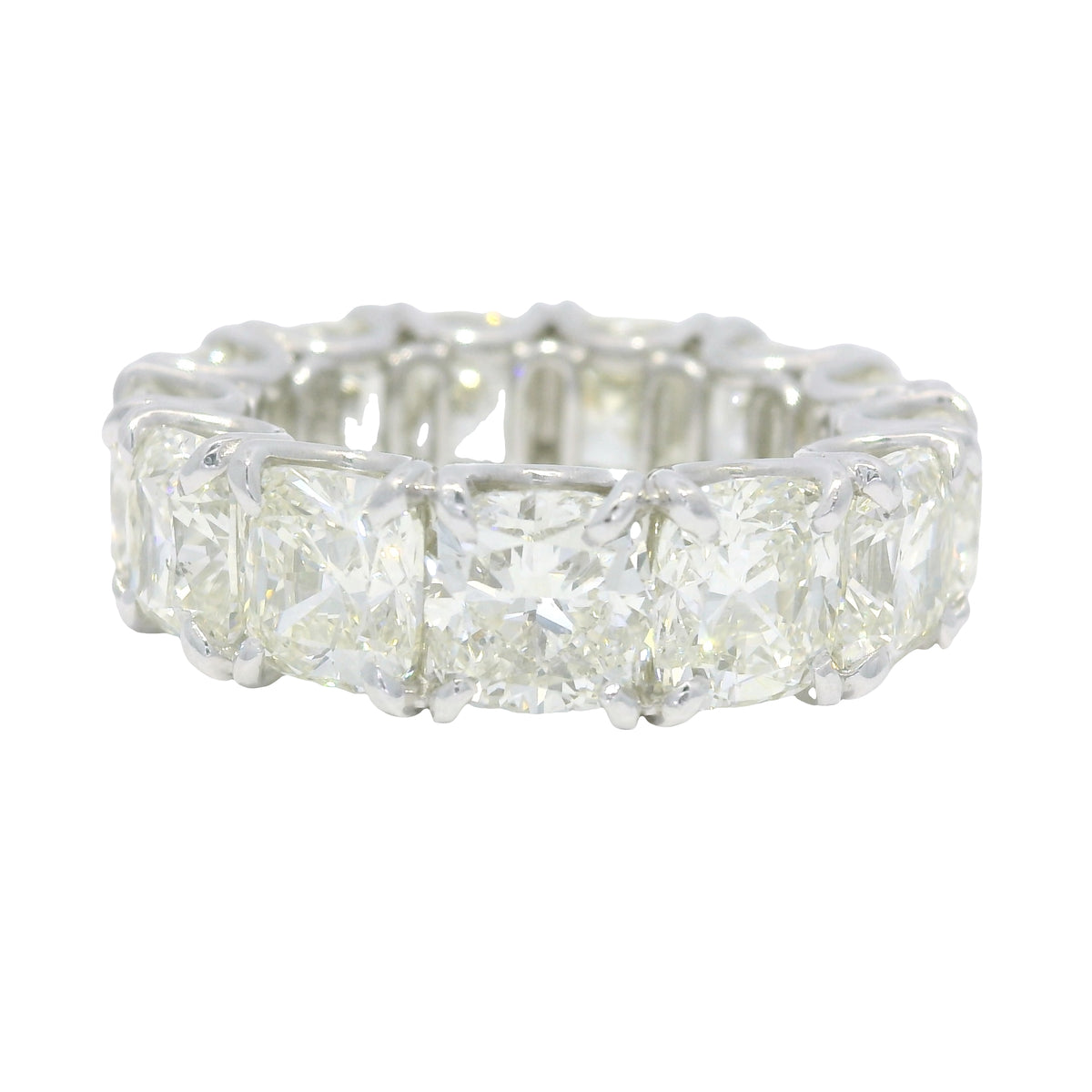 Platinum Natural 13.44 Carat Cushion Cut Diamond Eternity Ring — product photo 2