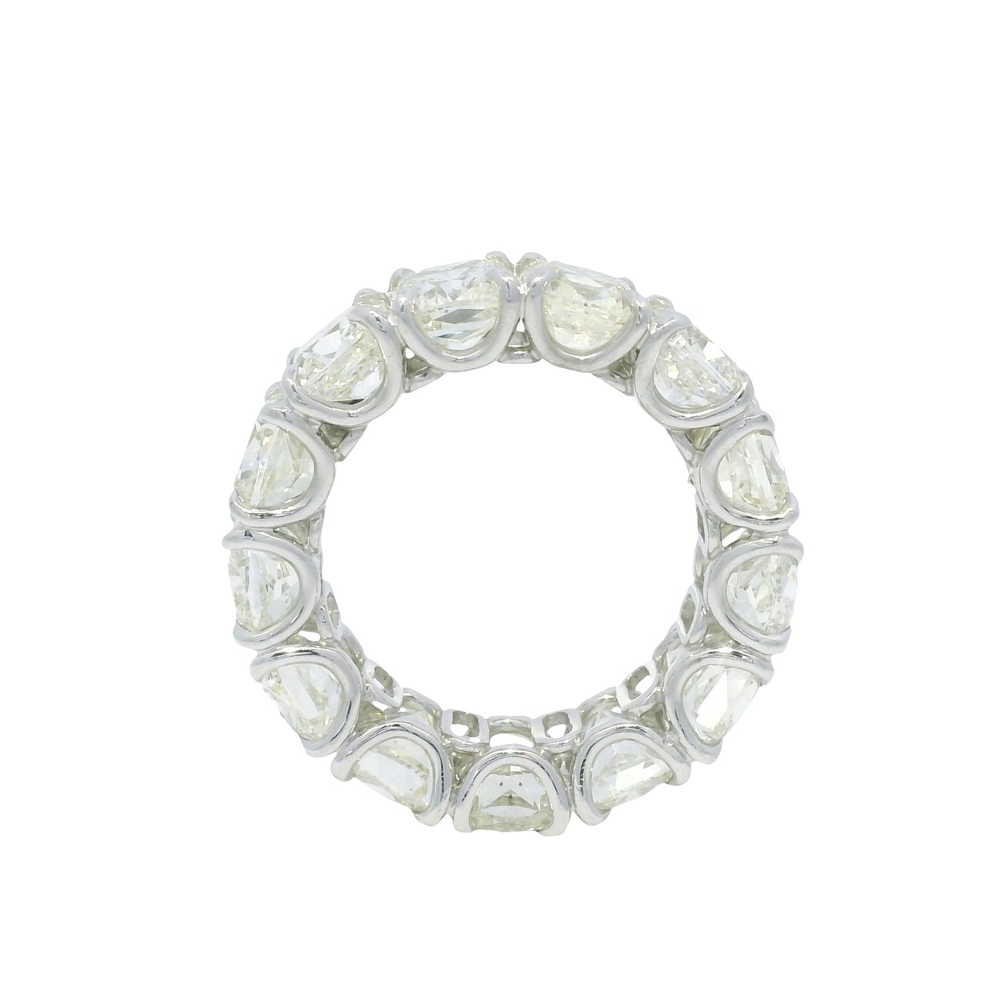 Platinum Natural 13.44 Carat Cushion Cut Diamond Eternity Ring