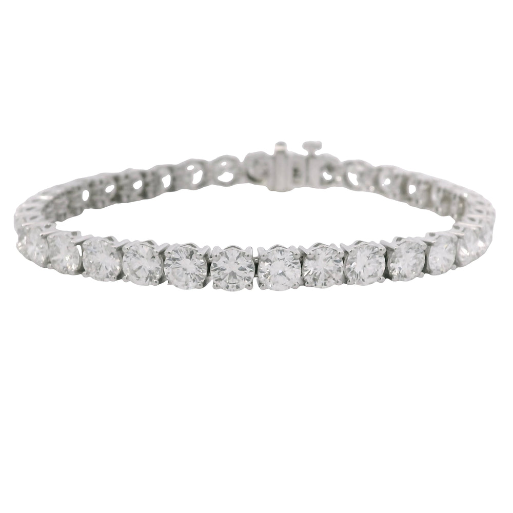 GIA 18k White Gold 17.51 Carat Round Brilliant Cut Diamond Tennis Bracelet — product photo 1