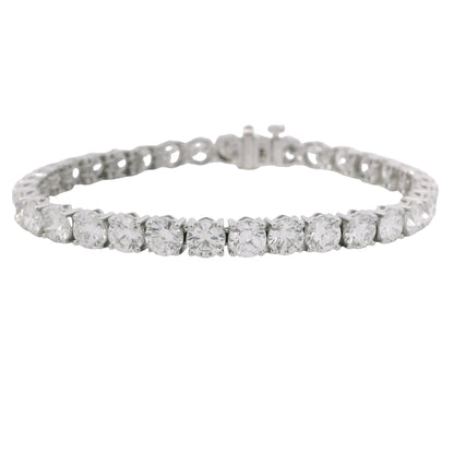 GIA 18k White Gold 17.51 Carat Round Brilliant Cut Diamond Tennis Bracelet