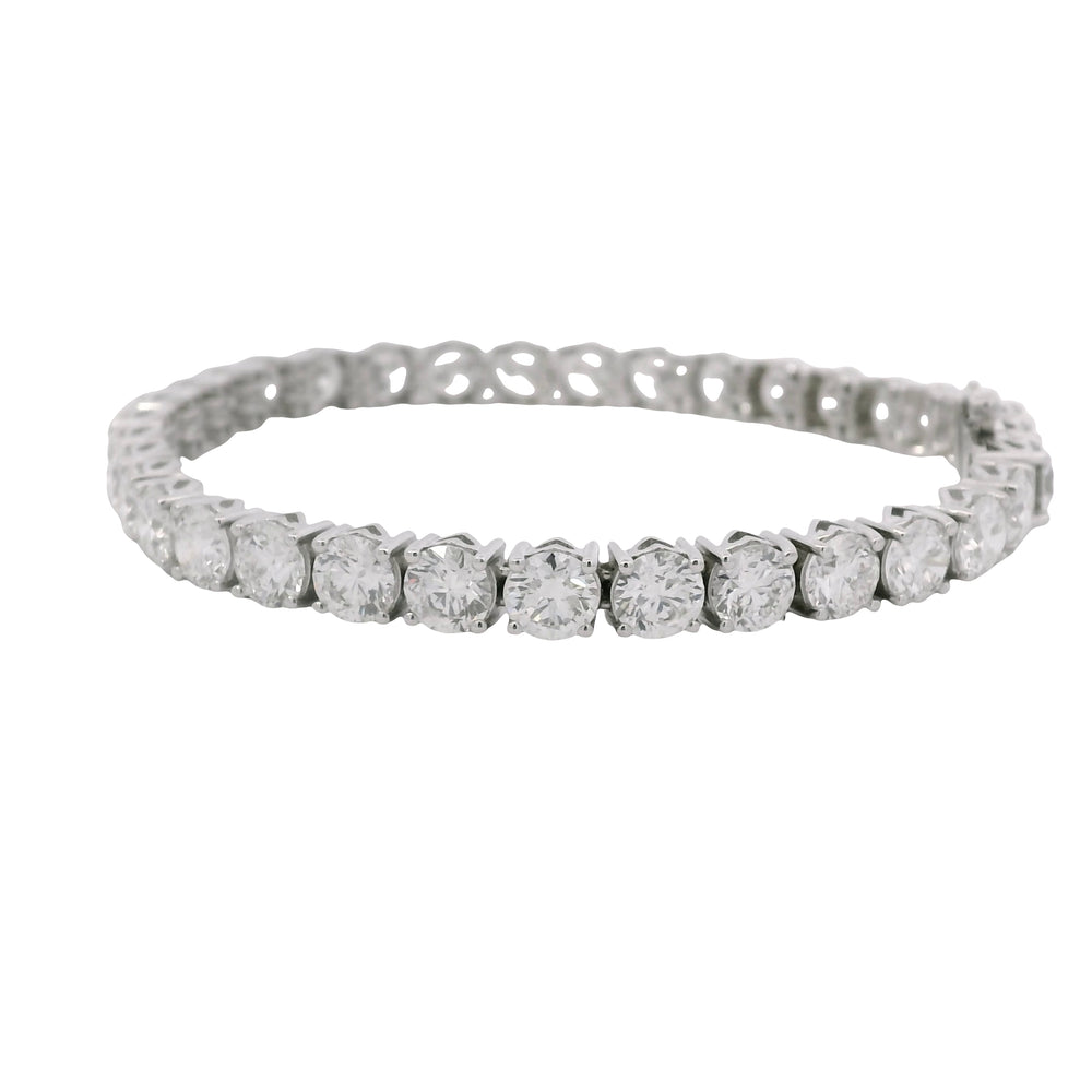GIA 18k White Gold 17.51 Carat Round Brilliant Cut Diamond Tennis Bracelet — product photo 2