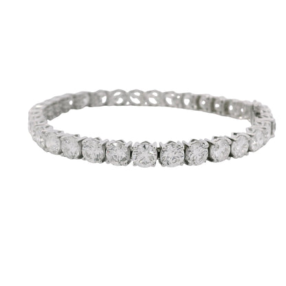 GIA 18k White Gold 17.51 Carat Round Brilliant Cut Diamond Tennis Bracelet