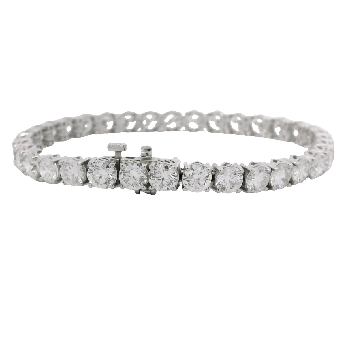 GIA 18k White Gold 17.51 Carat Round Brilliant Cut Diamond Tennis Bracelet