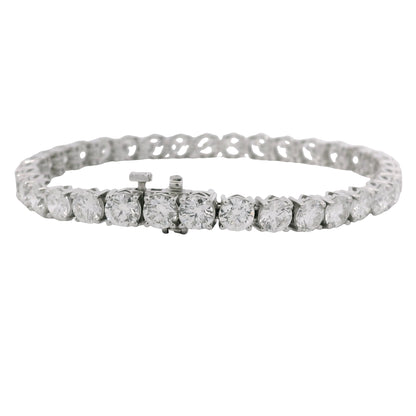 GIA 18k White Gold 17.51 Carat Round Brilliant Cut Diamond Tennis Bracelet