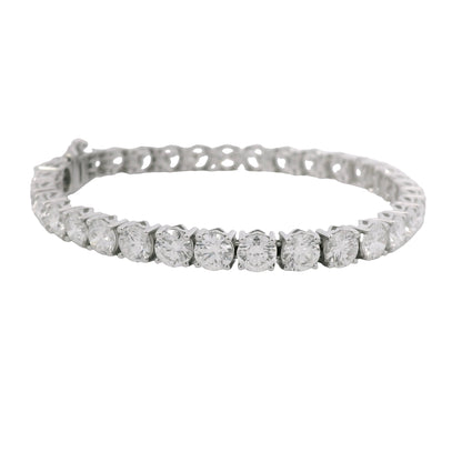 GIA 18k White Gold 17.51 Carat Round Brilliant Cut Diamond Tennis Bracelet