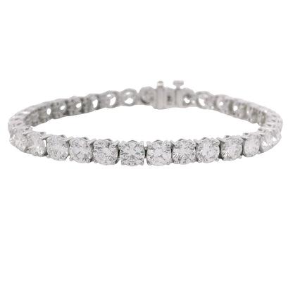 GIA 18k White Gold 17.51 Carat Round Brilliant Cut Diamond Tennis Bracelet