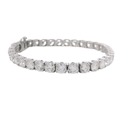GIA 18k White Gold 17.51 Carat Round Brilliant Cut Diamond Tennis Bracelet
