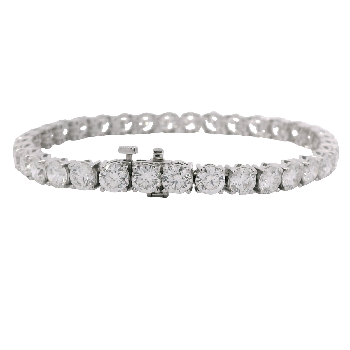GIA 18k White Gold 17.51 Carat Round Brilliant Cut Diamond Tennis Bracelet